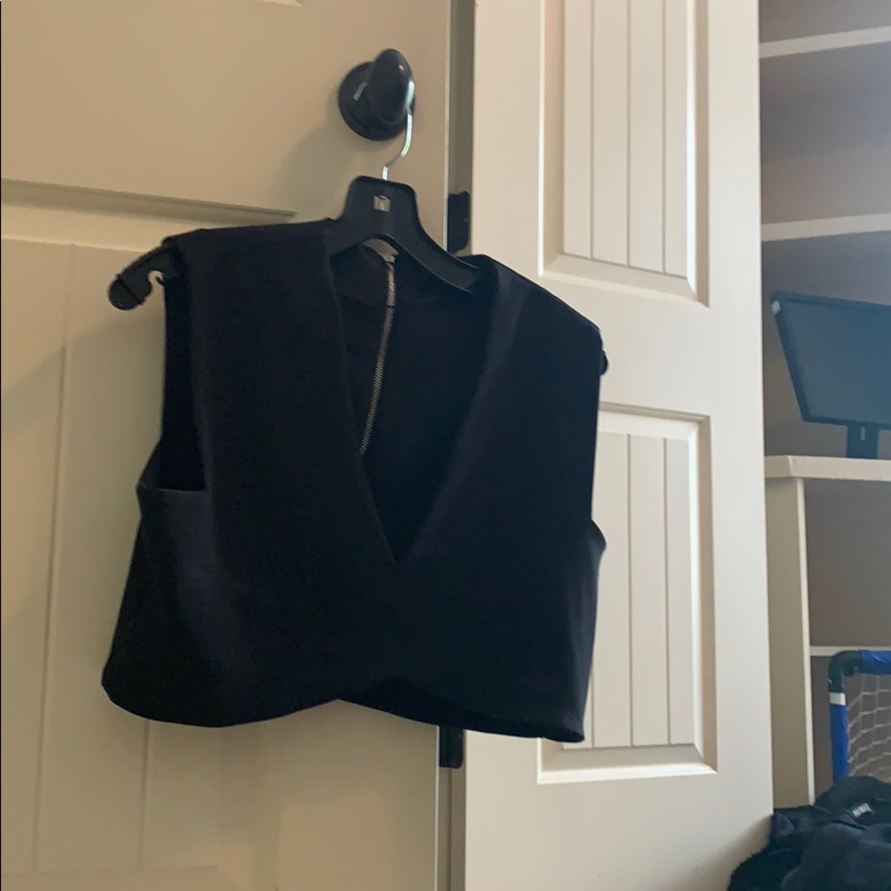 ZARA Black plunge neck crop top